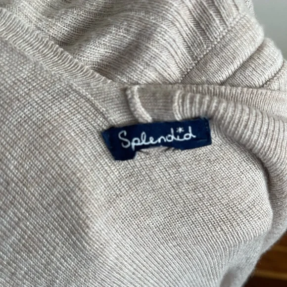 SPLENDID cashmere blend cardigan Heather Wheat Open jacket Poncho Sweater Coat - Picture 7 of 10